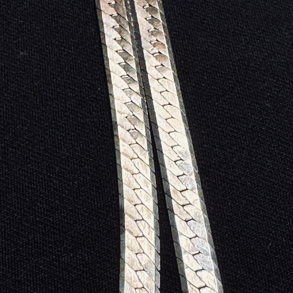 17” Sterling Silver Herringbone Necklace - Picture 5 of 9